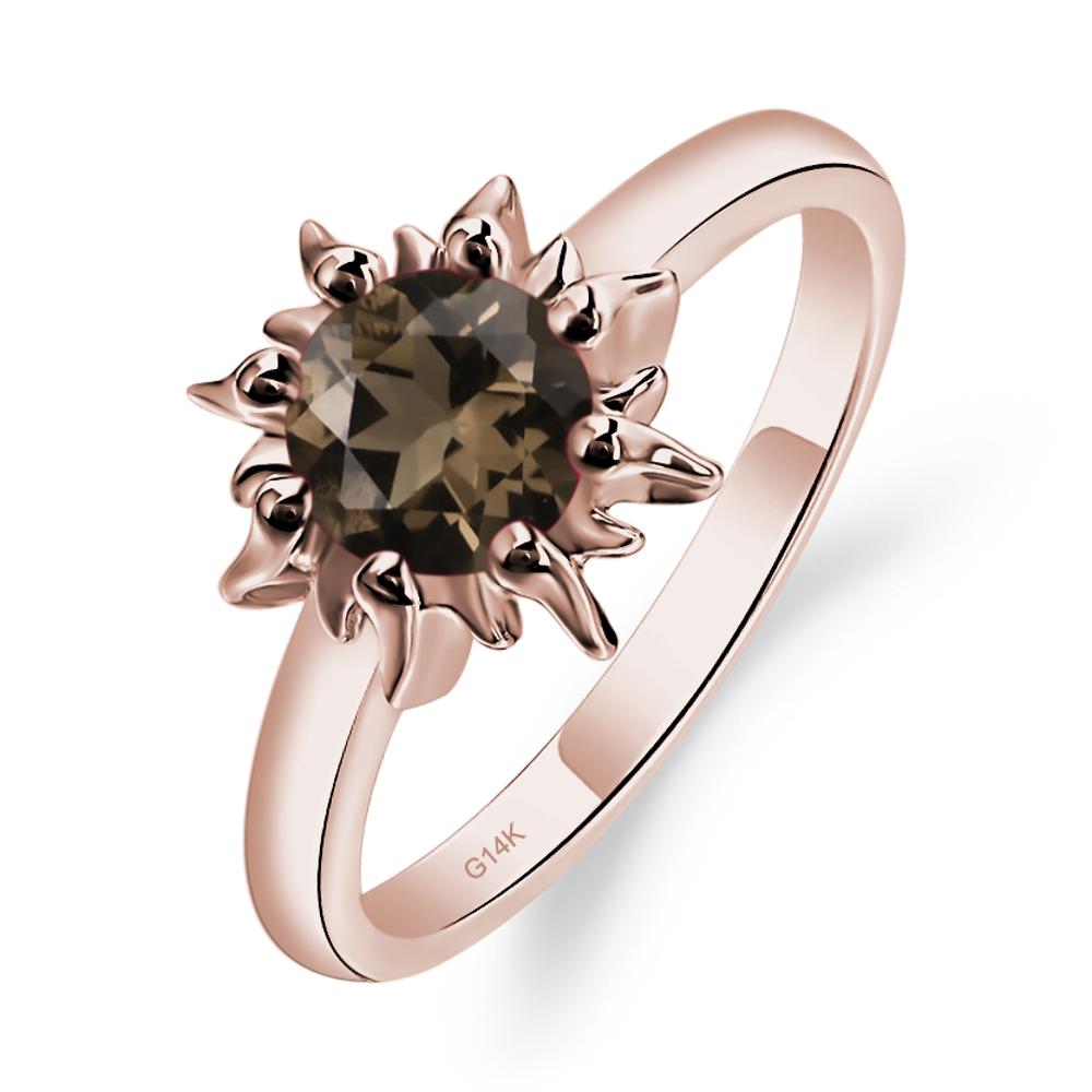 Sunburst Smoky Quartz Solitaire Ring - LUO Jewelry #metal_14k rose gold