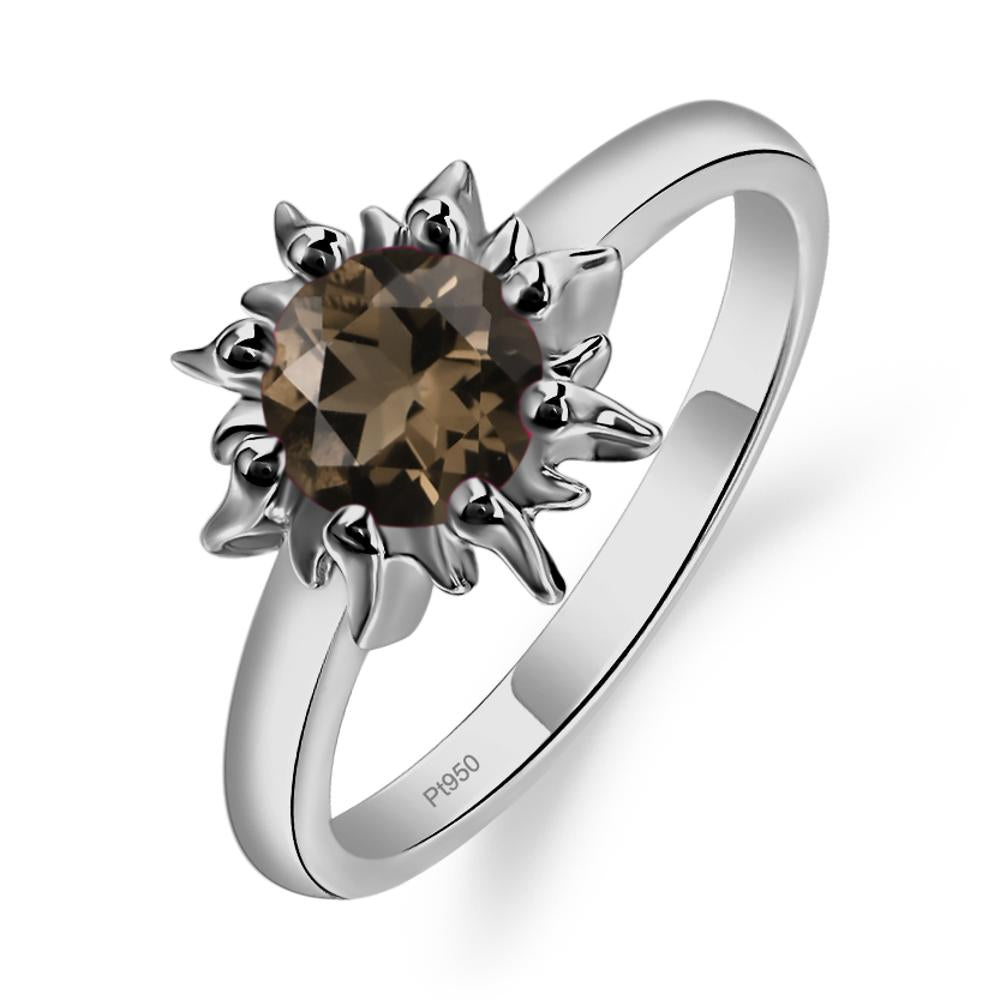 Sunburst Smoky Quartz Solitaire Ring - LUO Jewelry #metal_platinum