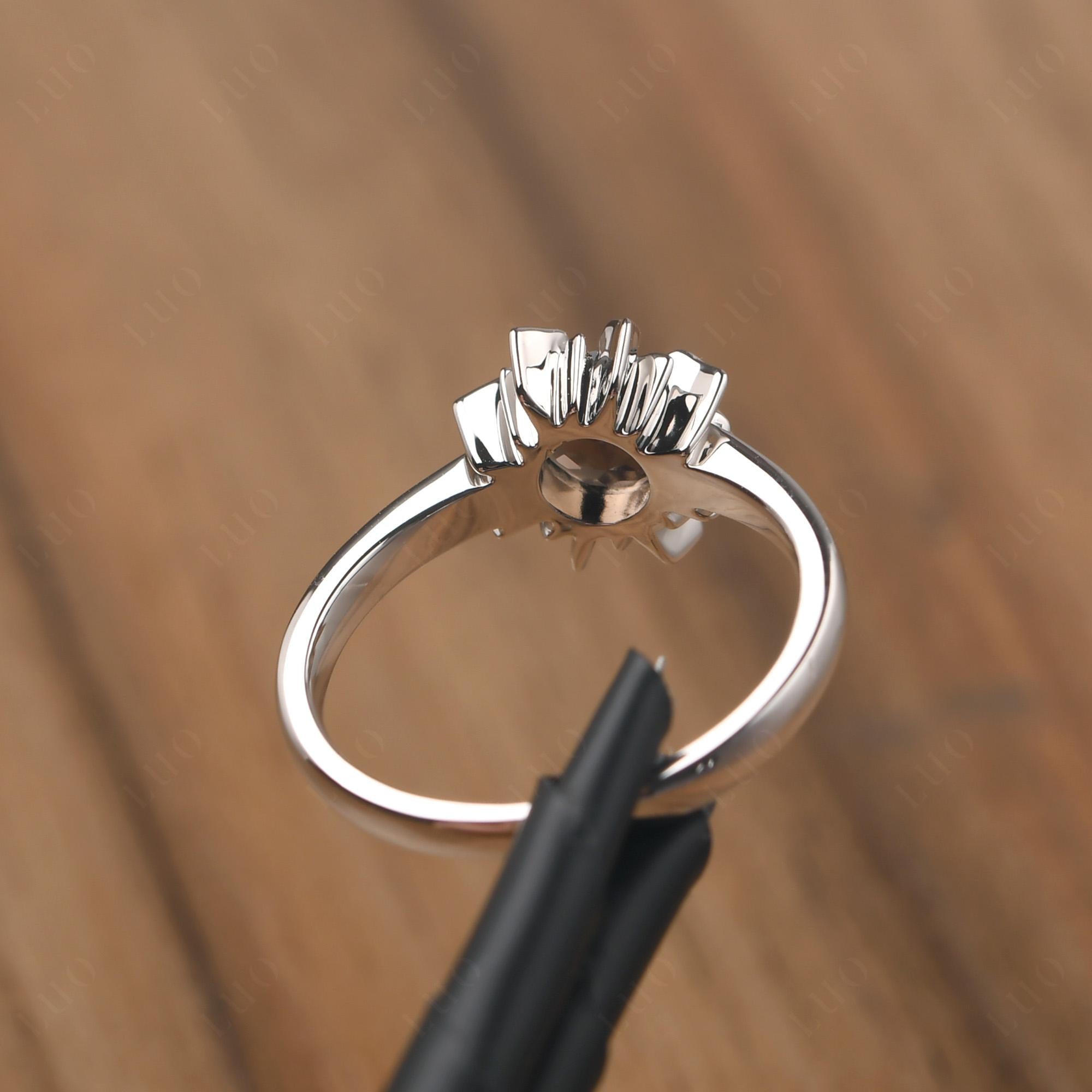 Sunburst Smoky Quartz Solitaire Ring - LUO Jewelry