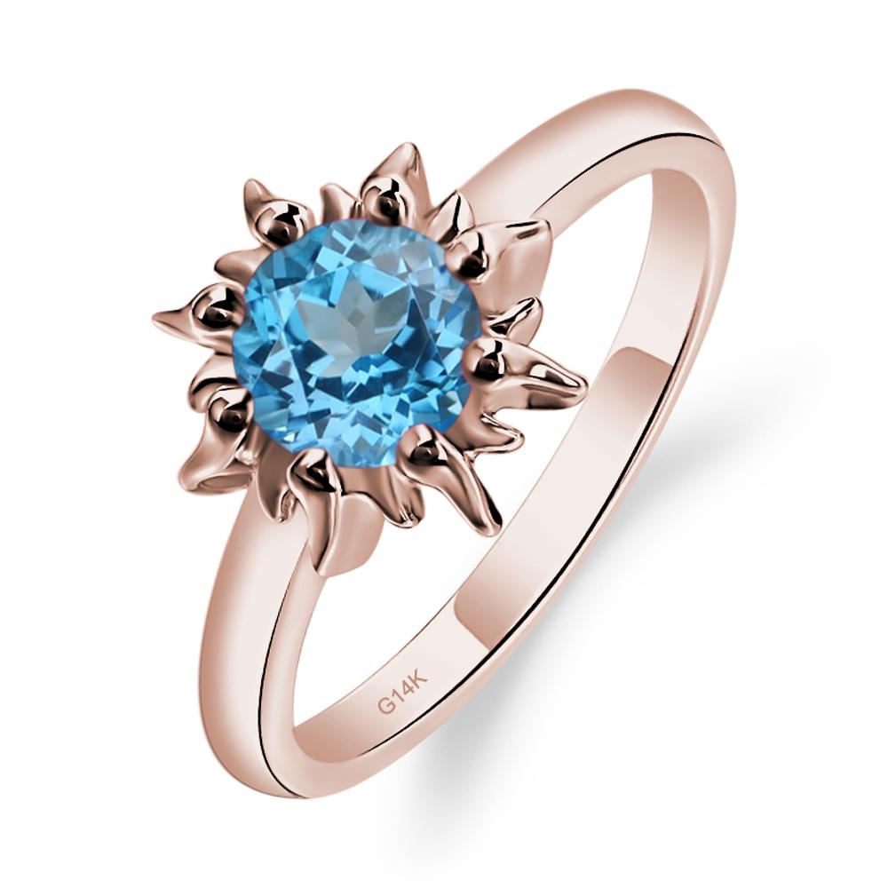 Sunburst Swiss Blue Topaz Solitaire Ring - LUO Jewelry #metal_14k rose gold