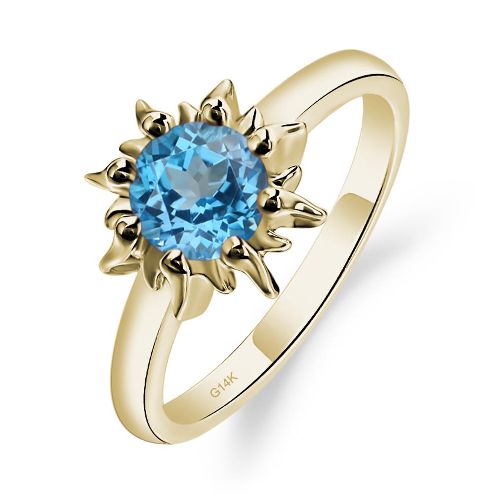 Sunburst Swiss Blue Topaz Solitaire Ring - LUO Jewelry #metal_14k yellow gold