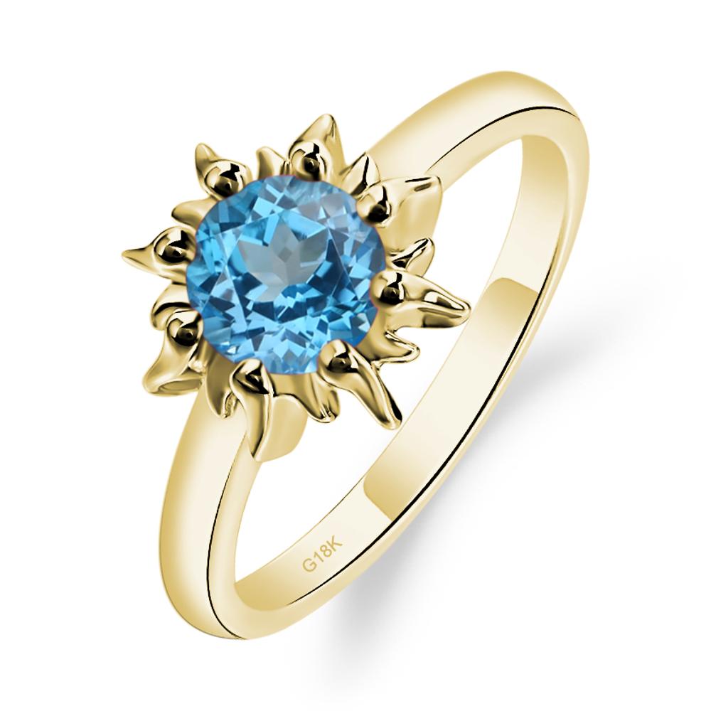 Sunburst Swiss Blue Topaz Solitaire Ring - LUO Jewelry #metal_18k yellow gold