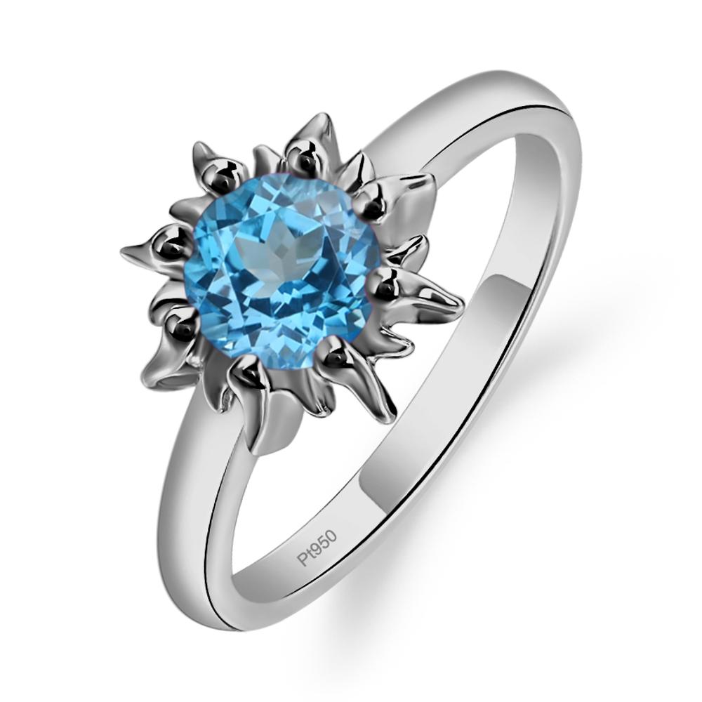 Sunburst Swiss Blue Topaz Solitaire Ring - LUO Jewelry #metal_platinum