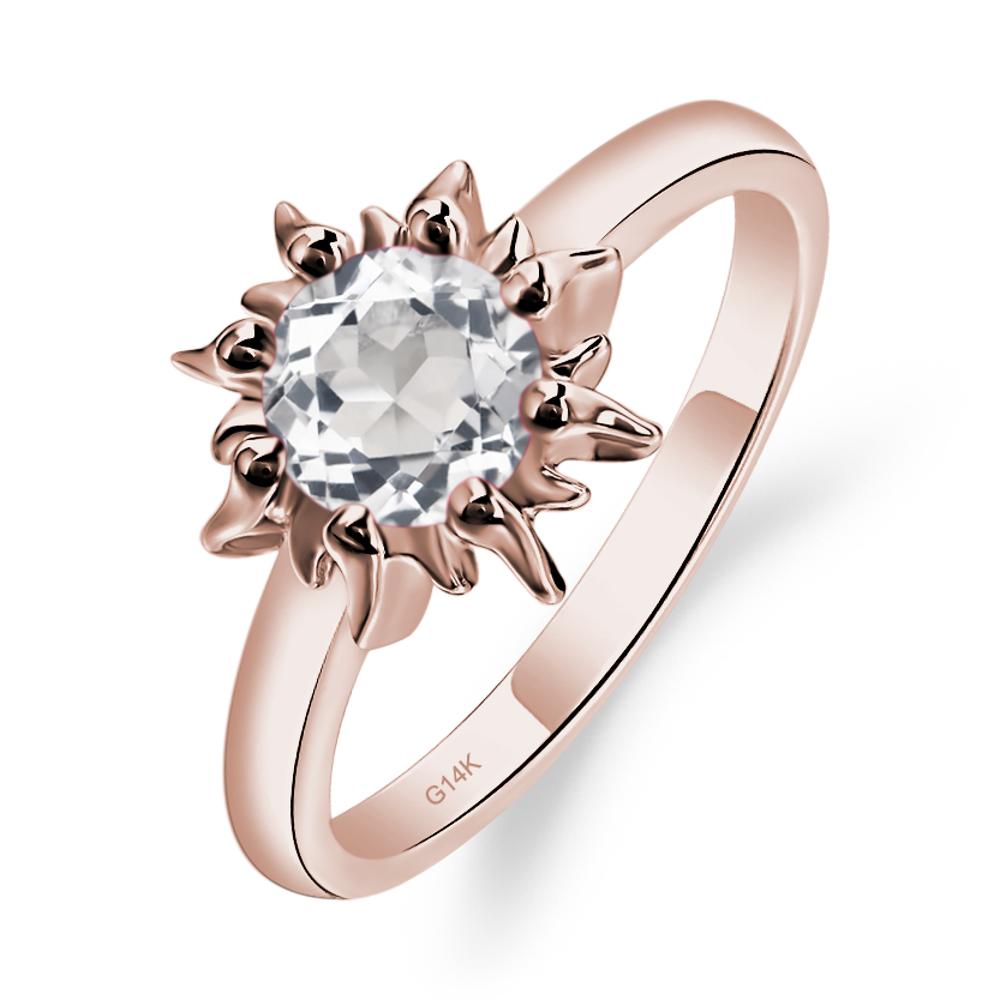Sunburst White Topaz Solitaire Ring - LUO Jewelry #metal_14k rose gold