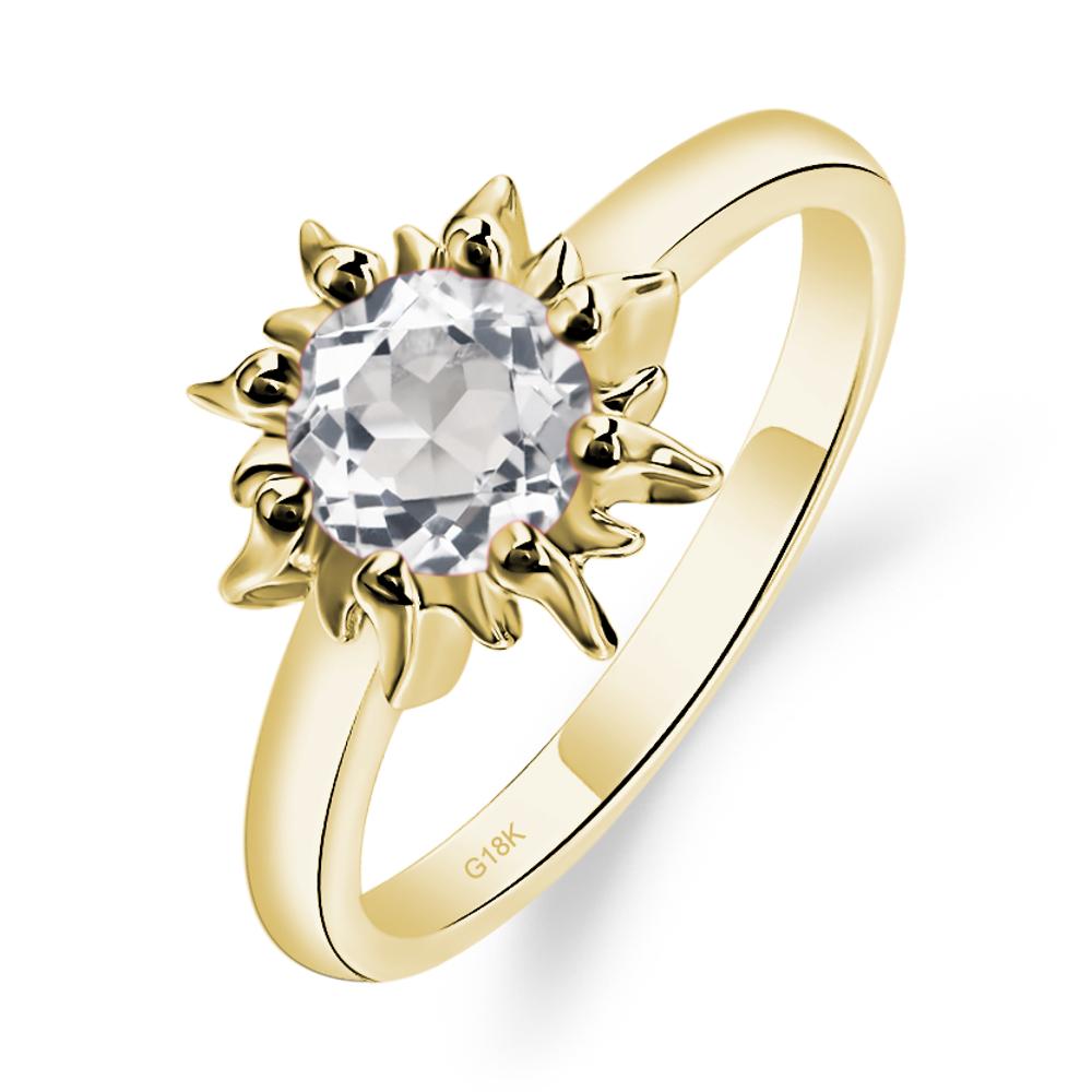 Sunburst White Topaz Solitaire Ring - LUO Jewelry #metal_18k yellow gold
