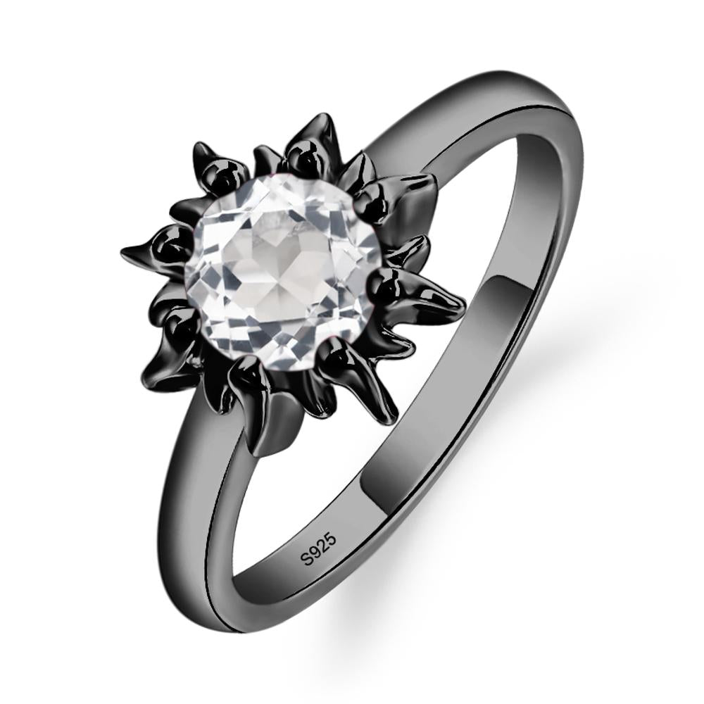 Sunburst White Topaz Solitaire Ring - LUO Jewelry #metal_black finish sterling silver