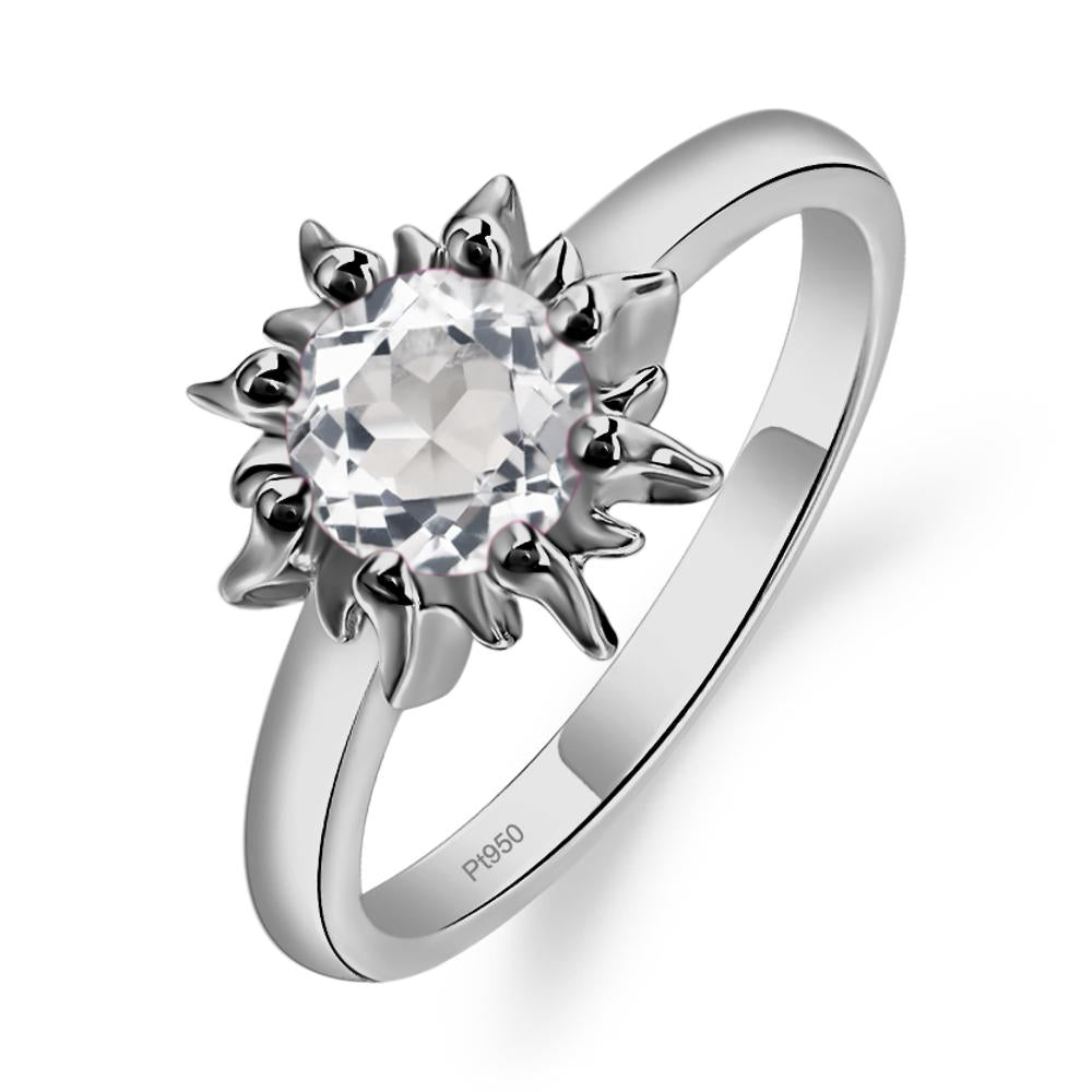 Sunburst White Topaz Solitaire Ring - LUO Jewelry #metal_platinum