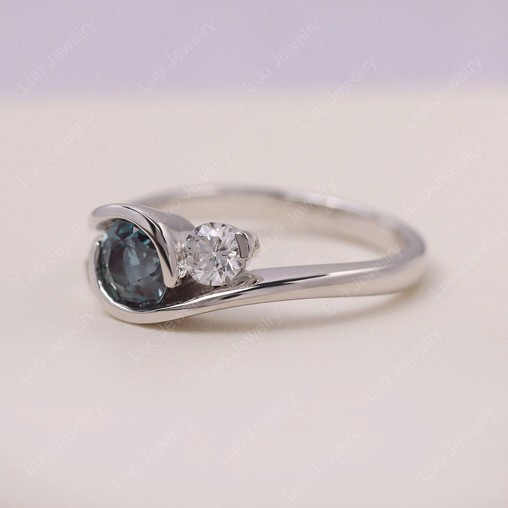 Alexandrite Three Stone Bypass Ring