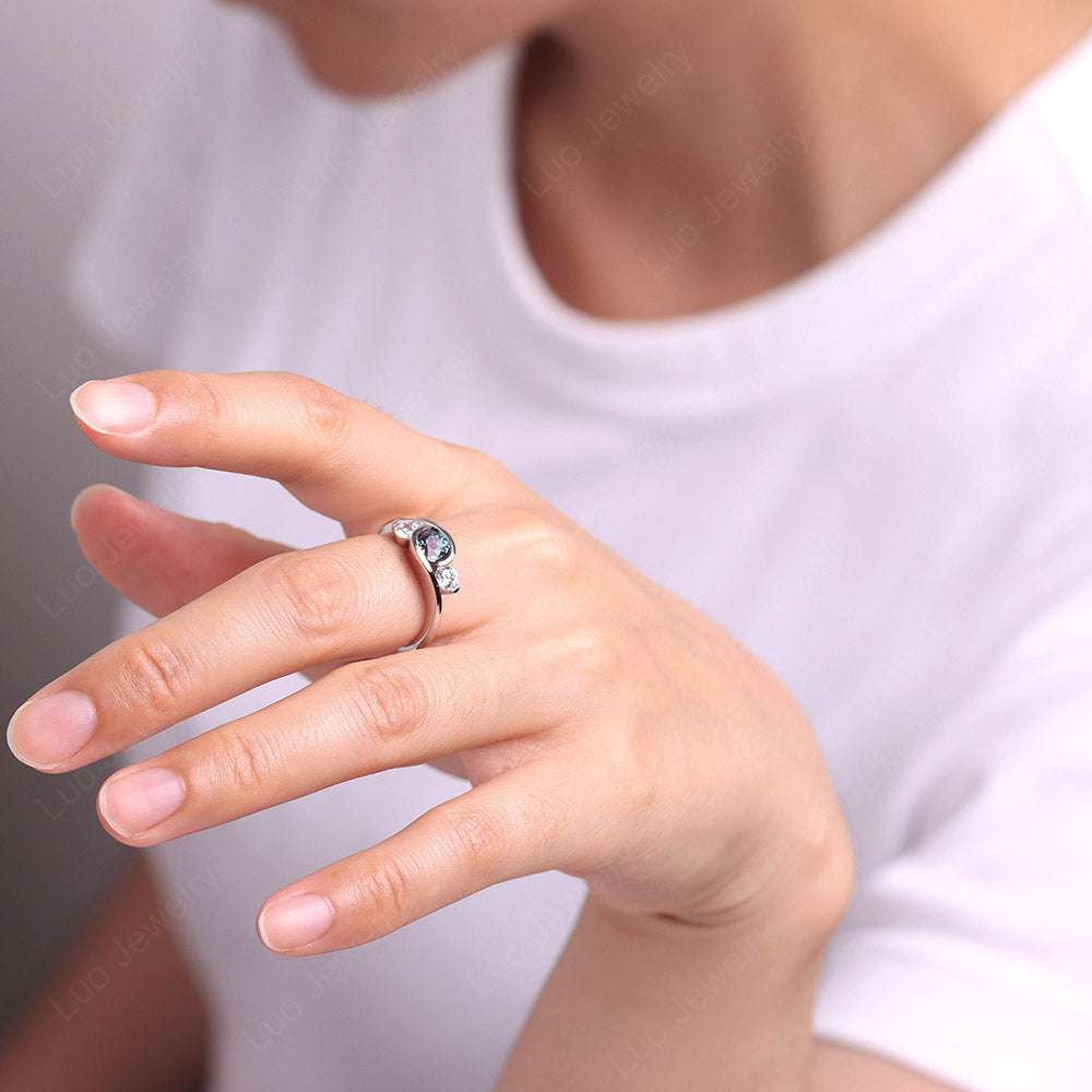 Alexandrite Three Stone Bypass Ring