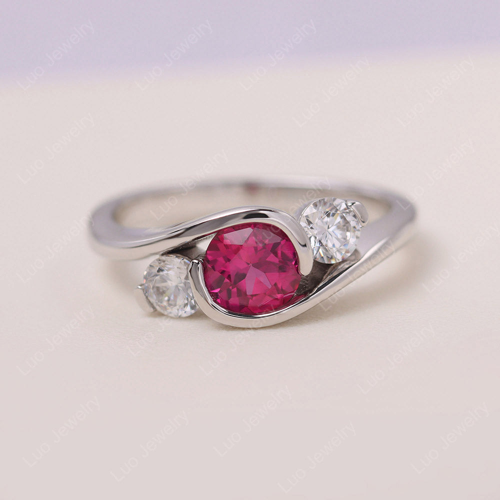 Ruby Three Stone Bypass Ring