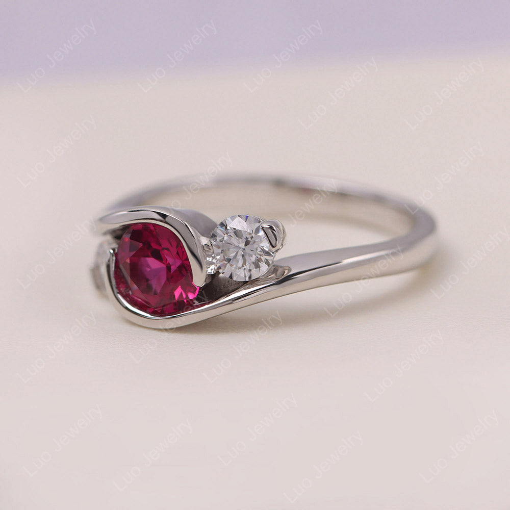 Ruby Three Stone Bypass Ring