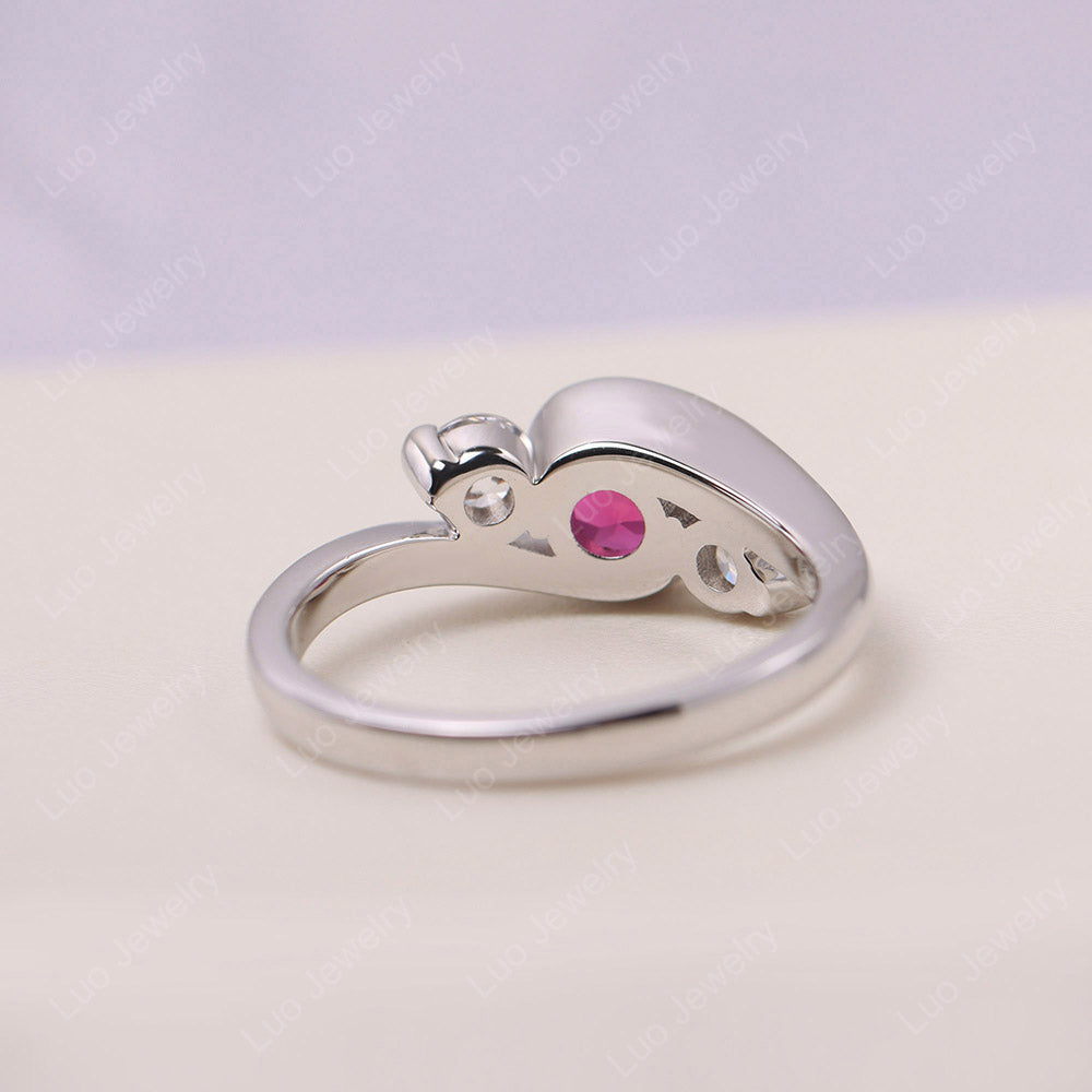 Ruby Three Stone Bypass Ring