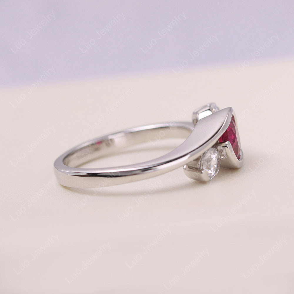 Ruby Three Stone Bypass Ring