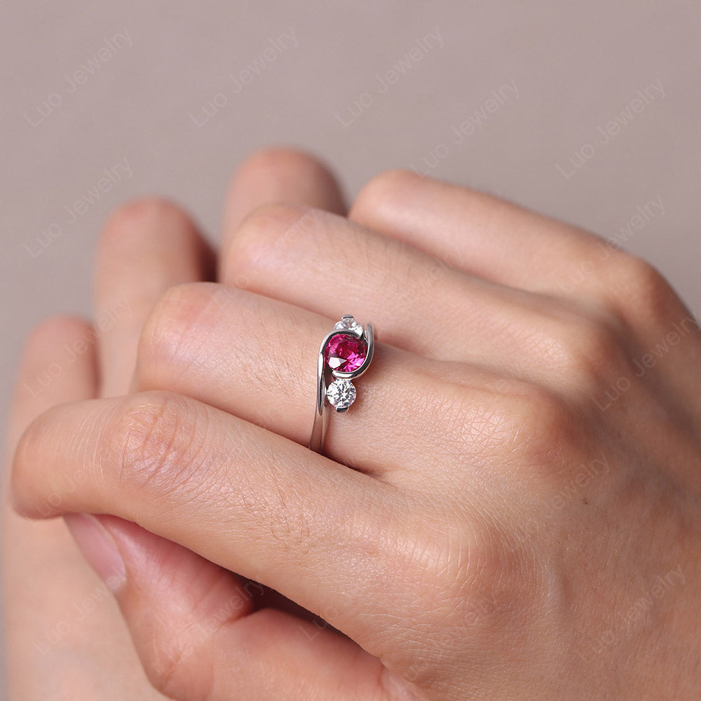 Ruby Three Stone Bypass Ring