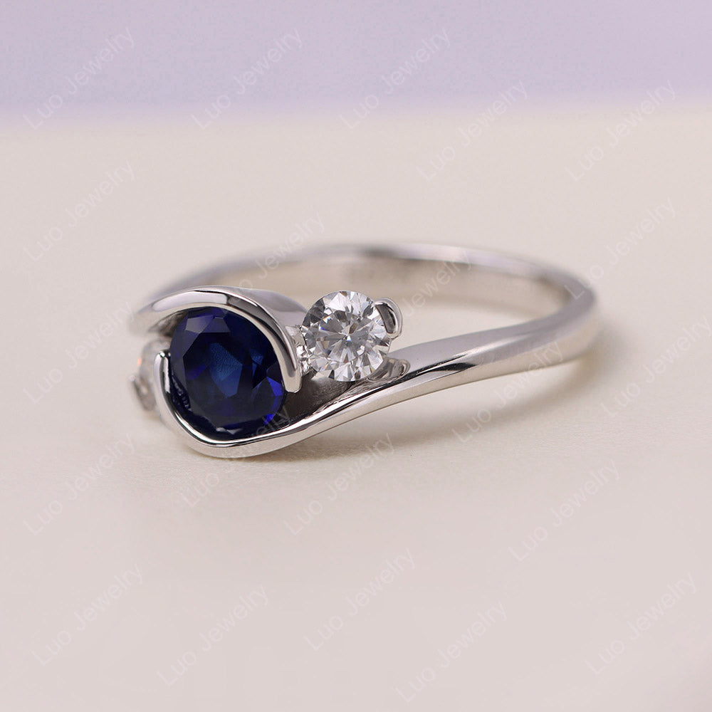 Sapphire Three Stone Bypass Ring