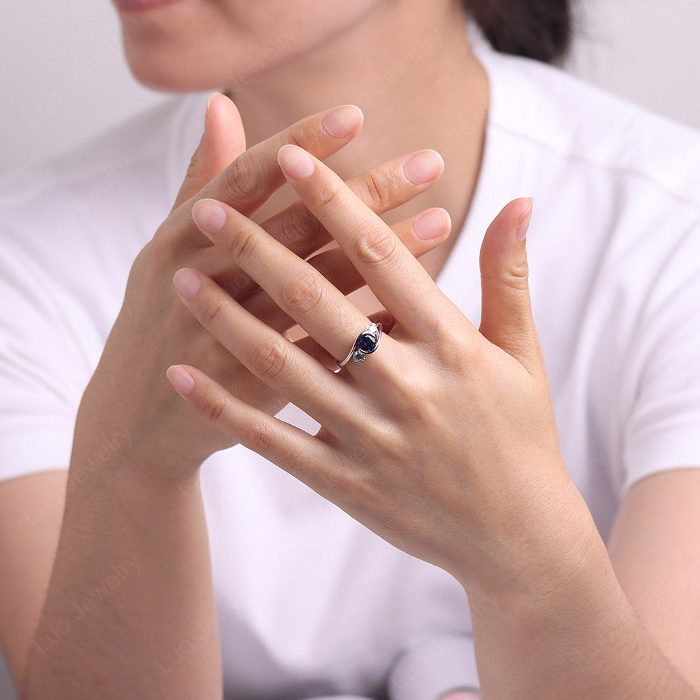 Sapphire Three Stone Bypass Ring