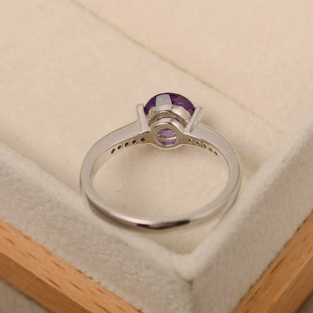 Round Brilliant Cut Amethyst Ring White Gold - LUO Jewelry