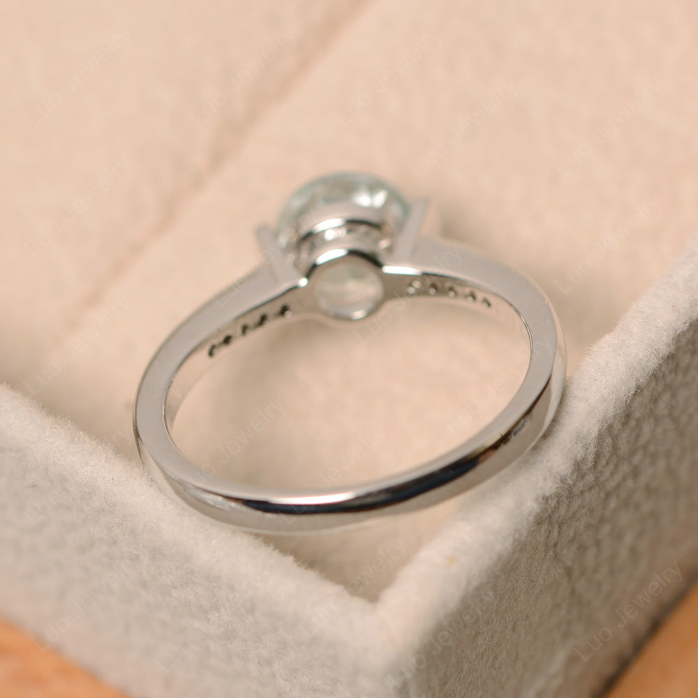 Round Brilliant Cut Aquamarine Ring White Gold - LUO Jewelry