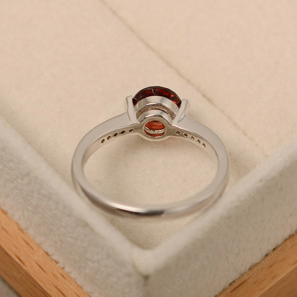 Round Brilliant Cut Garnet Ring White Gold - LUO Jewelry