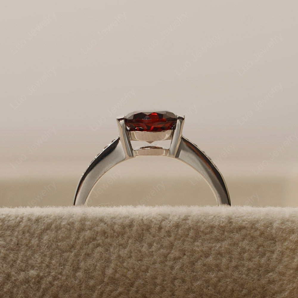 Round Brilliant Cut Garnet Ring White Gold - LUO Jewelry