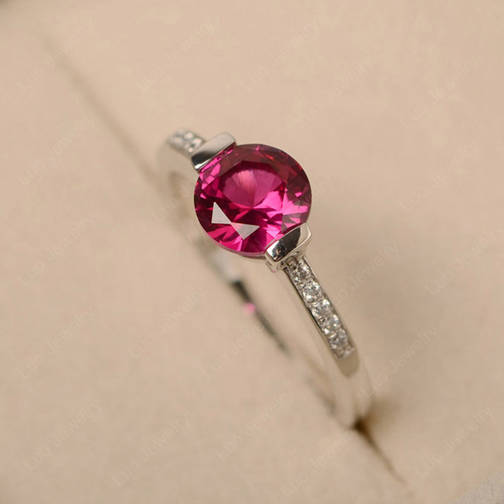 Round Brilliant Cut Ruby Ring White Gold - LUO Jewelry