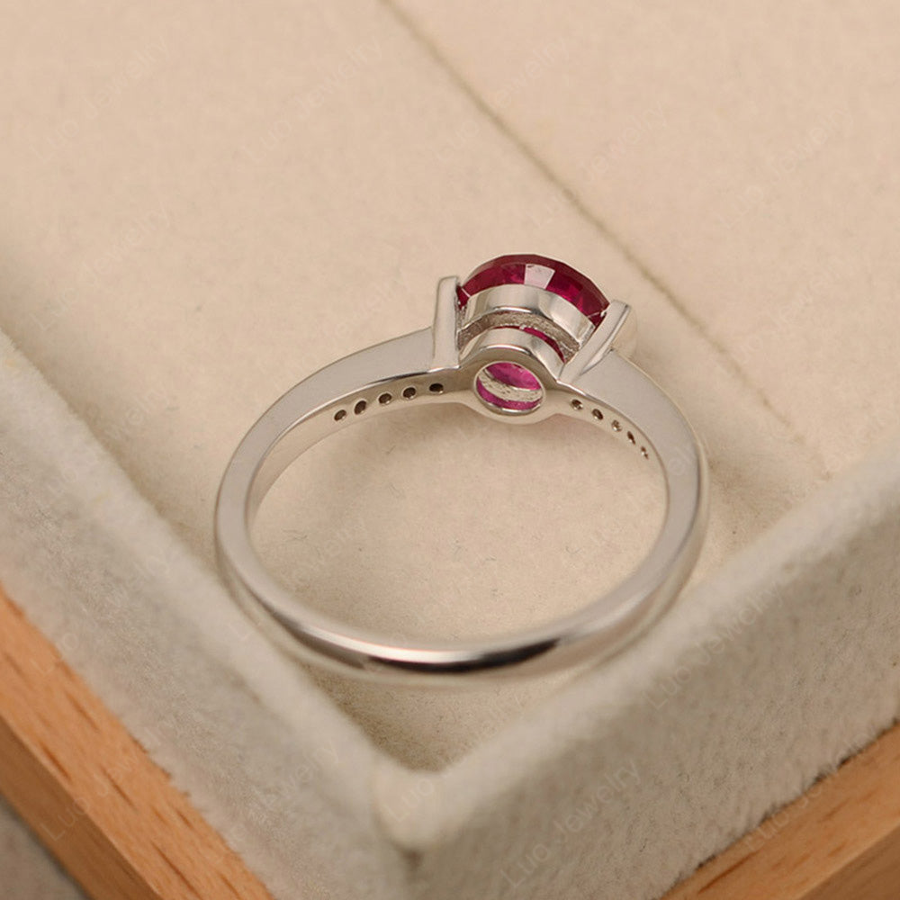 Round Brilliant Cut Ruby Ring White Gold - LUO Jewelry
