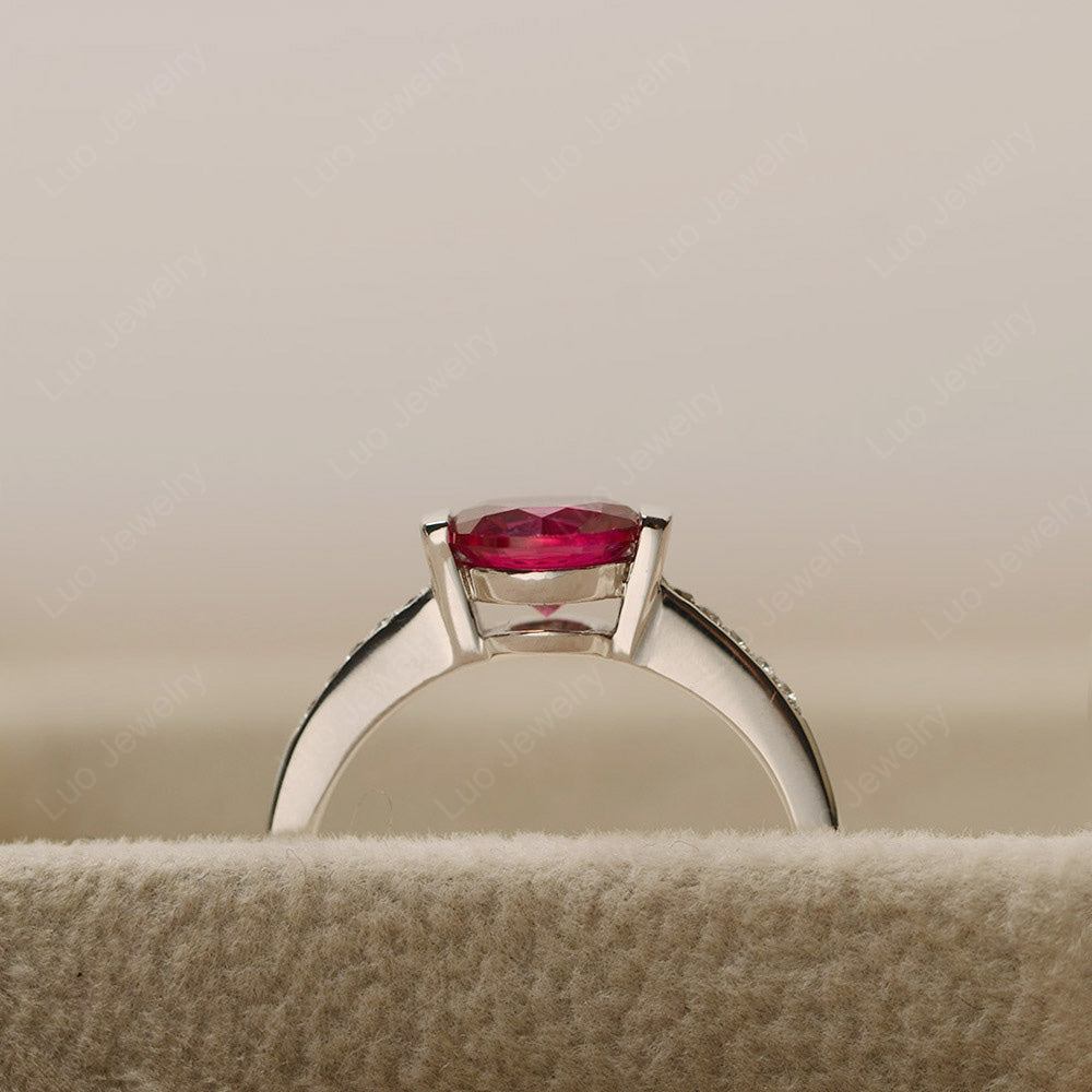 Round Brilliant Cut Ruby Ring White Gold - LUO Jewelry