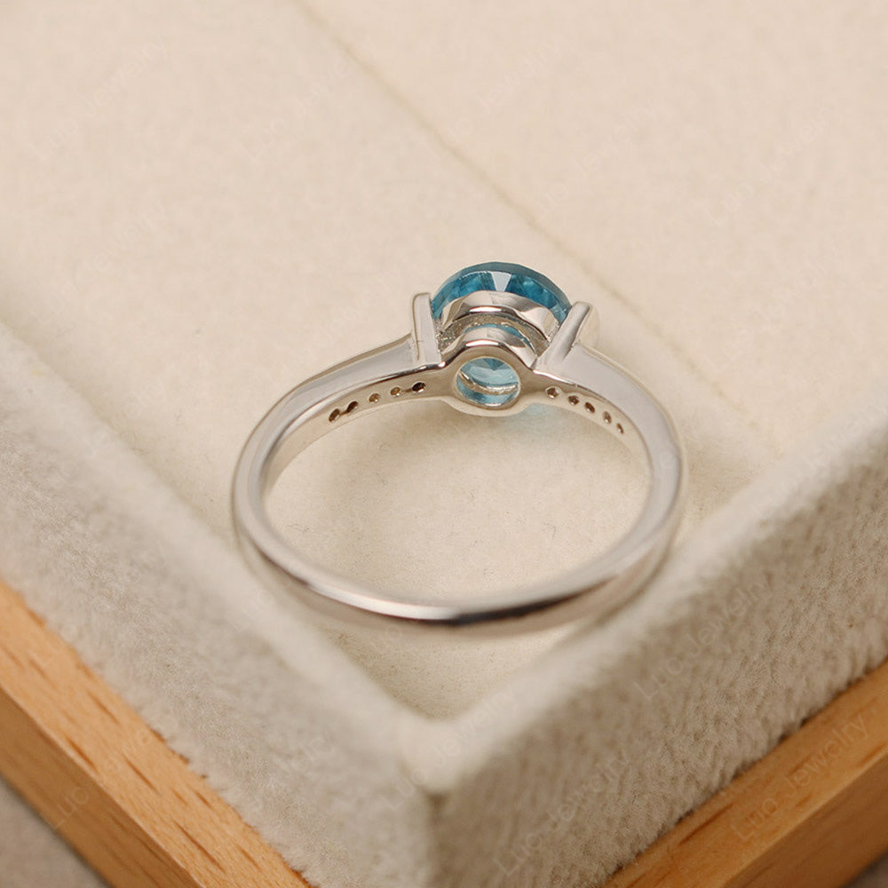 Round Brilliant Cut Swiss Blue Topaz Ring White Gold - LUO Jewelry