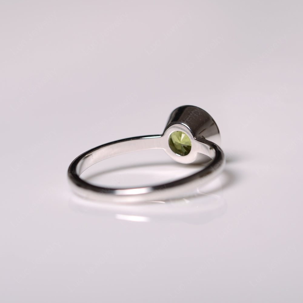 Round Cut Peridot Bezel Set Engagement Ring - LUO Jewelry