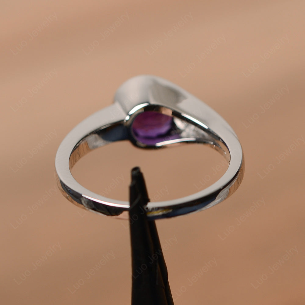 Vintage Amethyst Engagement Ring Bezel Set - LUO Jewelry