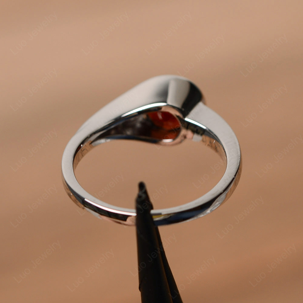 Vintage Garnet Engagement Ring Bezel Set - LUO Jewelry