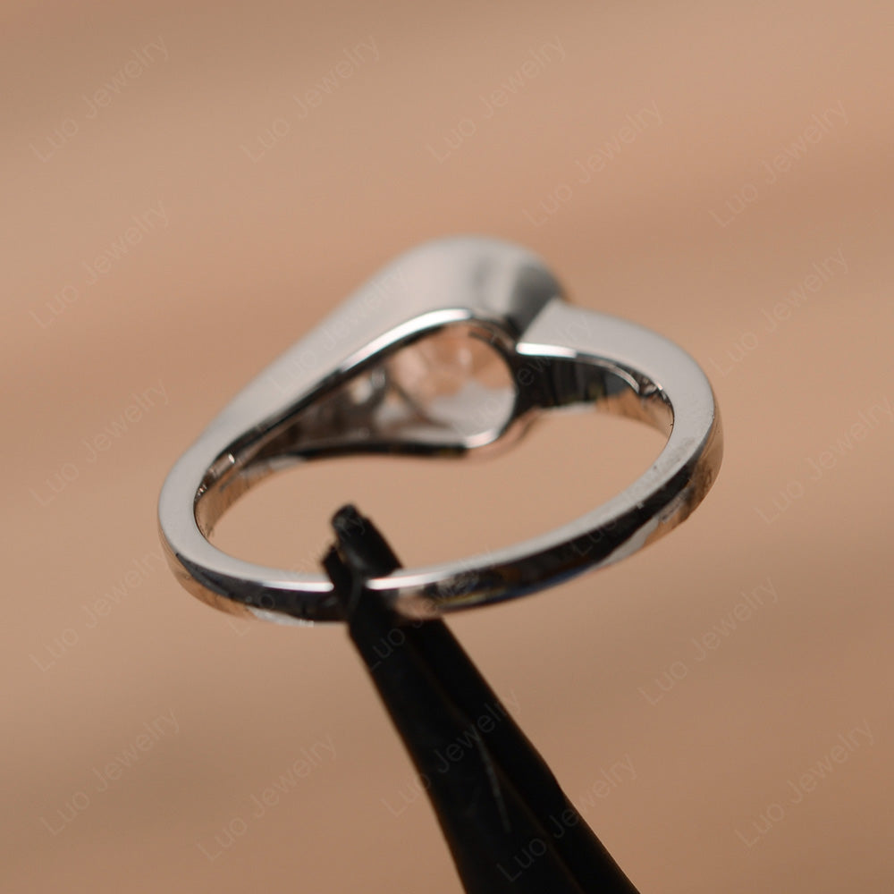 Vintage Morganite Engagement Ring Bezel Set - LUO Jewelry