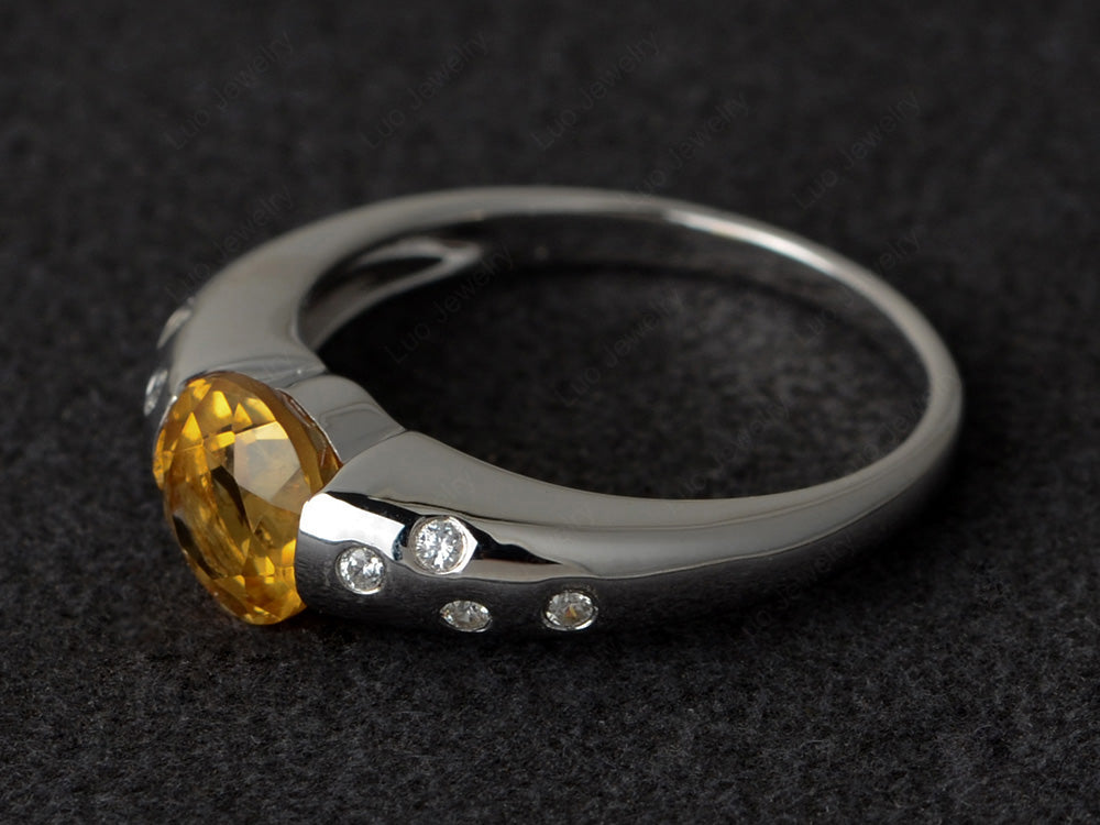 Starry Night Citrine Ring Bezel Set Silver - LUO Jewelry