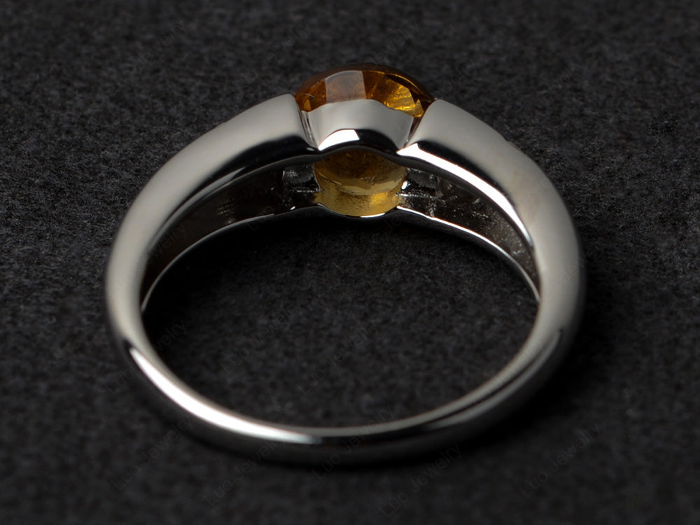 Starry Night Citrine Ring Bezel Set Silver - LUO Jewelry