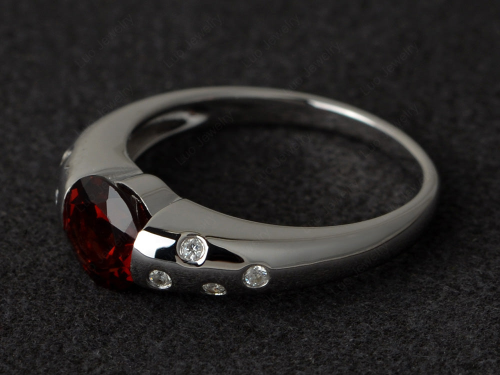 Starry Night Garnet Ring Bezel Set Silver - LUO Jewelry