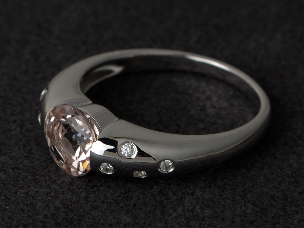Starry Night Morganite Ring Bezel Set Silver - LUO Jewelry