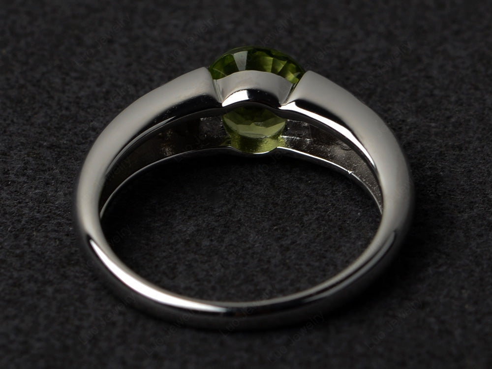 Starry Night Peridot Ring Bezel Set Silver - LUO Jewelry