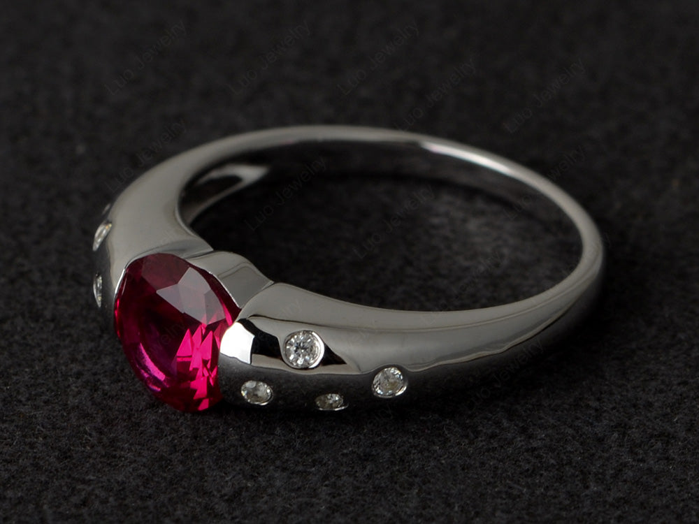 Starry Night Ruby Ring Bezel Set Silver - LUO Jewelry