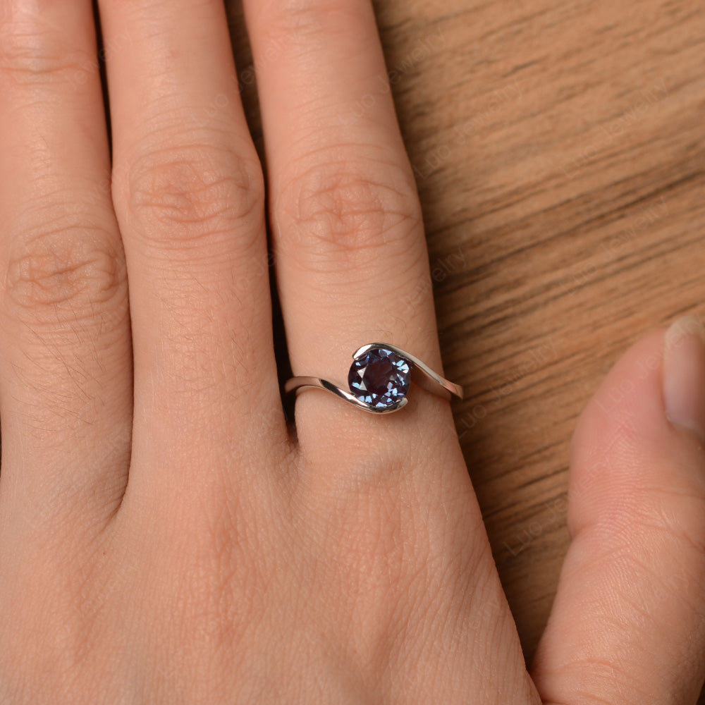 Alexandrite Solitaire Bezel Set Engagement Ring - LUO Jewelry