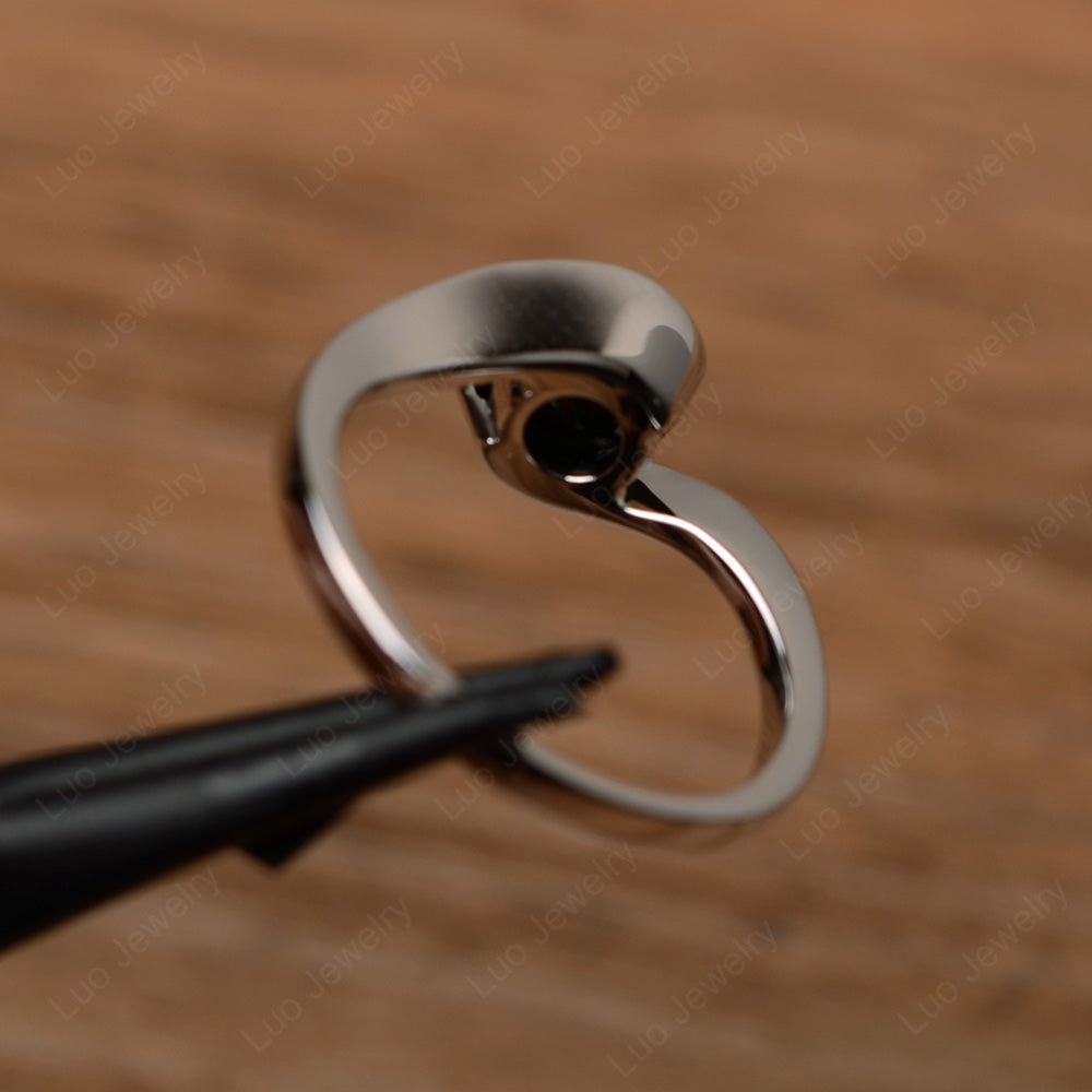Black Spinel Solitaire Bezel Set Engagement Ring - LUO Jewelry