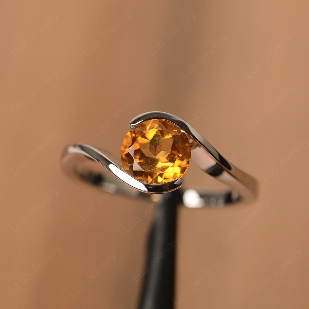 Citrine Solitaire Bezel Set Engagement Ring - LUO Jewelry