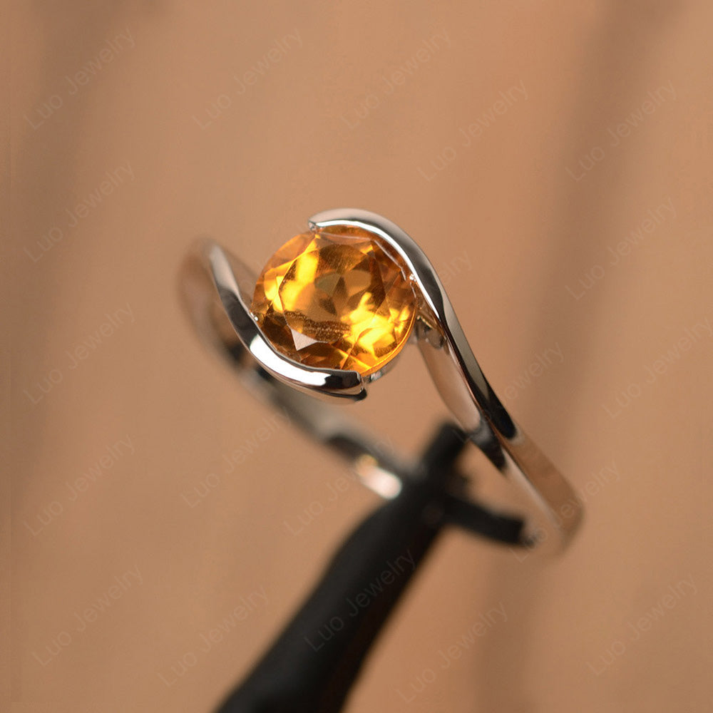 Citrine Solitaire Bezel Set Engagement Ring - LUO Jewelry