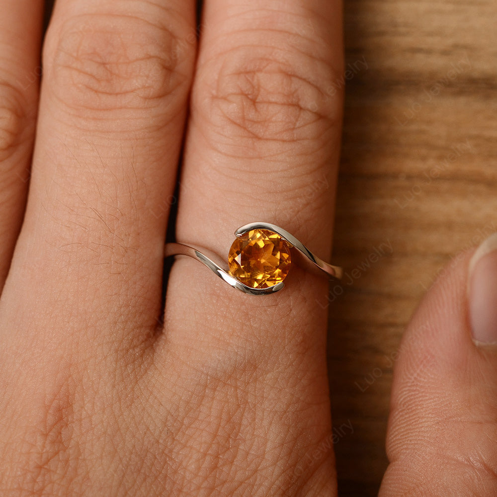 Citrine Solitaire Bezel Set Engagement Ring - LUO Jewelry
