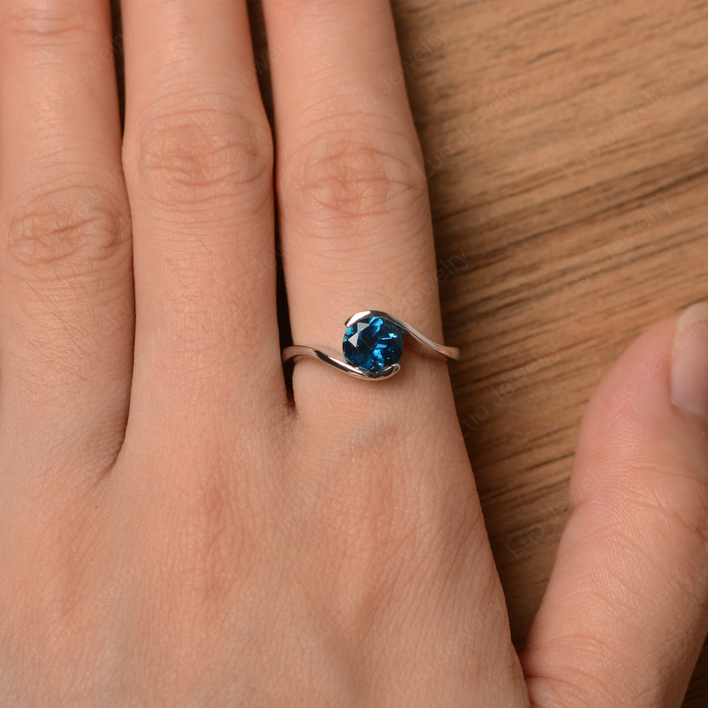 London Blue Topaz Solitaire Bezel Set Engagement Ring - LUO Jewelry