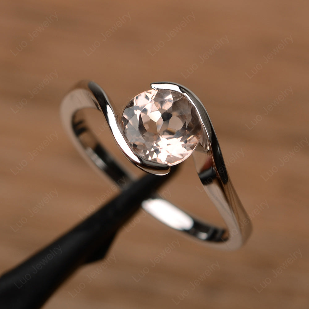 Morganite Solitaire Bezel Set Engagement Ring - LUO Jewelry