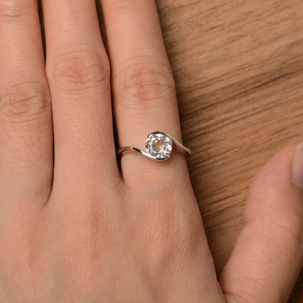 White Topaz Solitaire Bezel Set Engagement Ring - LUO Jewelry