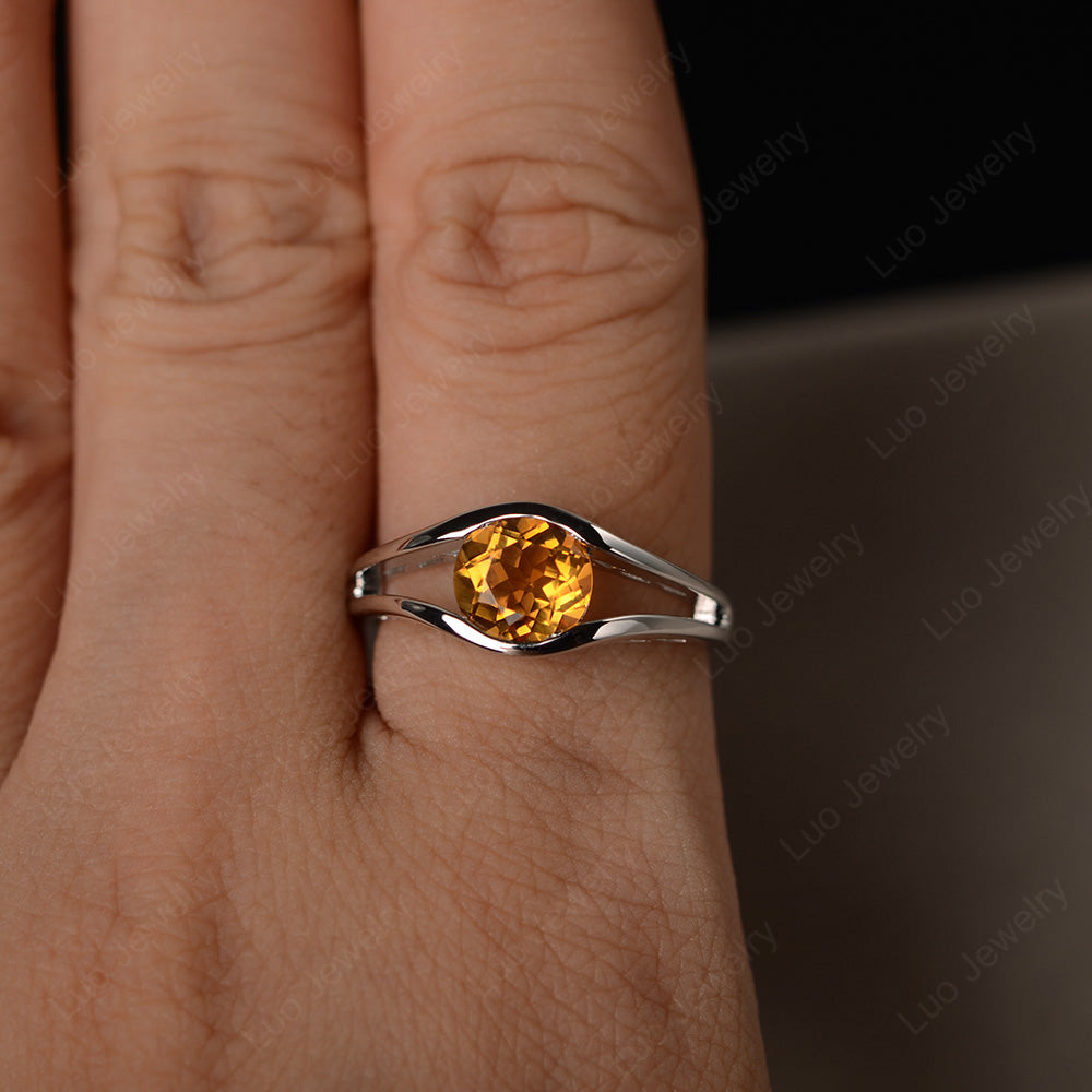 Vintage Citrine Ring Solitaire Wedding Ring - LUO Jewelry