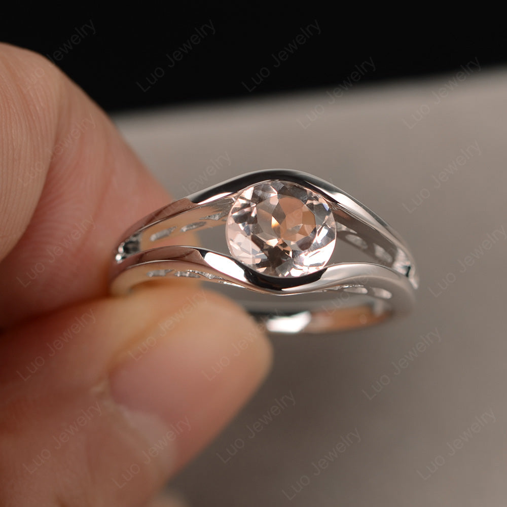 Vintage Morganite Ring Solitaire Wedding Ring - LUO Jewelry