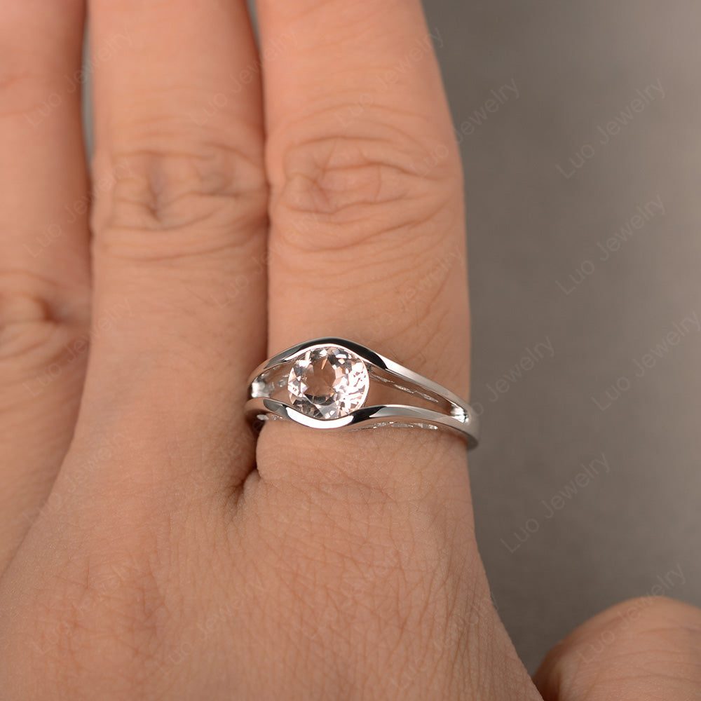 Vintage Morganite Ring Solitaire Wedding Ring - LUO Jewelry