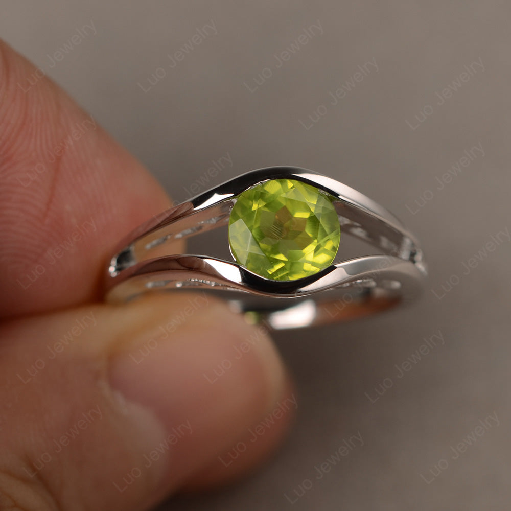 Vintage Peridot Ring Solitaire Wedding Ring - LUO Jewelry